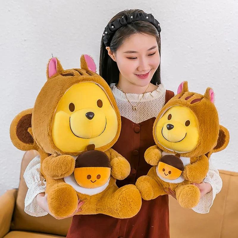 Cartoon 3545Cm Winnie The Pooh Cross-Dressing Squirrel Soft Stuffed Plush Toys Doll Anime Throw Pillow Birthday Xmas Gift