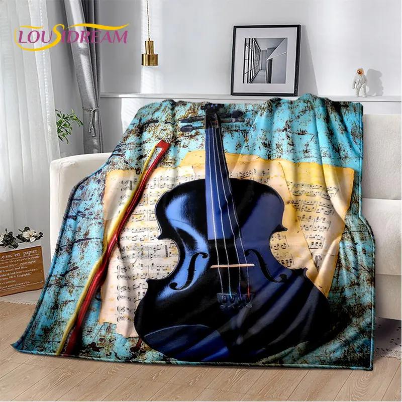 Classical Violin Music Plush Throw Blanket Soft Flannel for Living Room Bedroom Bed Sofa Picnic Cover
