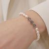 HENGSHENG 6-7mm Rice Shape Freshwater Pearl Bracelet for Women 19.5cm Elastic Rope Moonstone Crystal Bracelet Jewelry Gifts