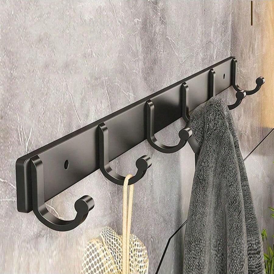 

Черный крючок из космического алюминия, крючок для полотенец в ванной, крючок для двери в гостиную, толстый настенный крючок, вешалка для полотенец Large [6 Hooks]