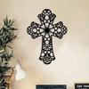 Wrought Iron Cross Wall Decor Vintage Metal Art Sculpture for Home Church Farmhouse Modern Decorative Craft