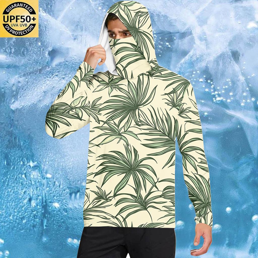Long Sleeve Hooded Sweatshirt with Tropical Tree and Print Relaxed Fit Pullover for Men and Women Unisex Casual Wear