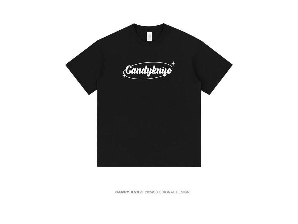 Unisex Japanese Retro Ring Letter Cotton Tee - Summer 2024 Collection