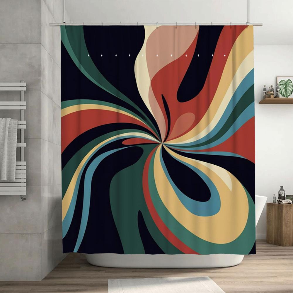 Colorful Shower Curtain with Vibrant Swirls Perfect Bathroom Decor for Your Home