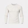 Men Muscle-Fit Ribbed Henley Shirt Slim Fit Black Gray Charcoal Ivory M L Casual