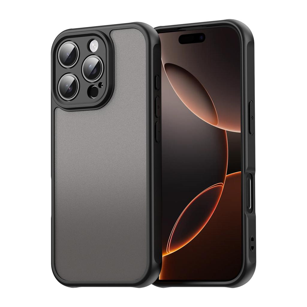 For iPhone 16 Pro Case with Screen Film WANLONFENG FD Series Skin Touch TPU PC Phone Back Cover