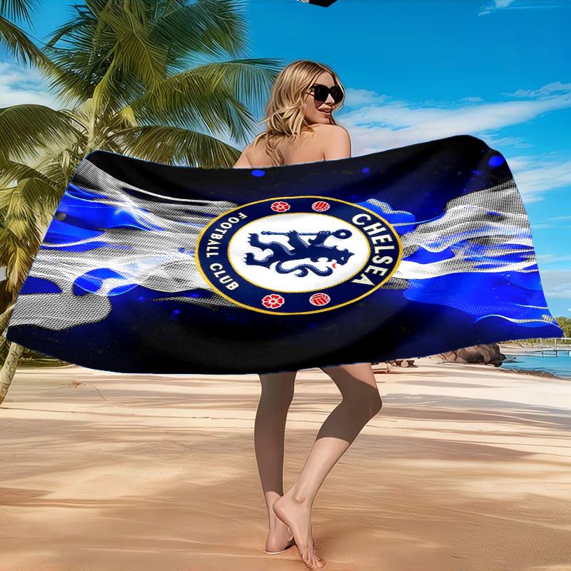 Asciugamano da Spiaggia Chel-sea Fc Stampato in Microfibra, Morbido e Assorbente, Asciugatura Rapida, Ideale per Viaggi Estivi, Essenziale per la Spiaggia, Piscina