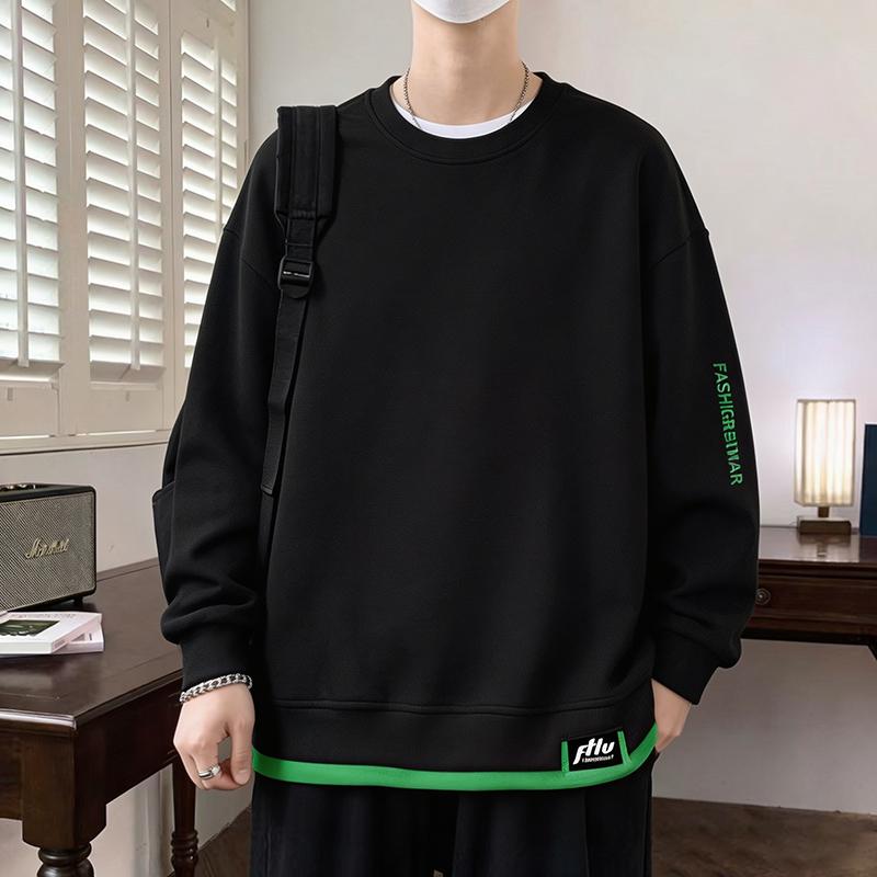 Men's Sweatshirt Casual Versatile Handsome Long-sleeved T-shirt Round Neck Sweatshirt Men's Clothing