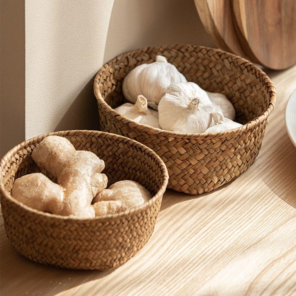 Home Desktop Decoration Rattan Storage Baskets Imitation Rattan Hand-woven Baskets