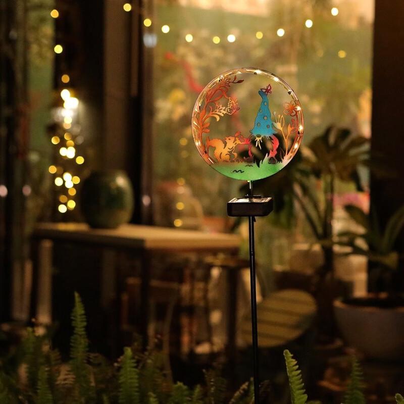 Solar Iron Art Squirrel Silhouette Garden Stake Light