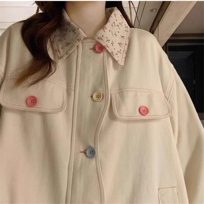 Cute Ruffle Collar Jacket For Women Oversized Casual Button Up Coat