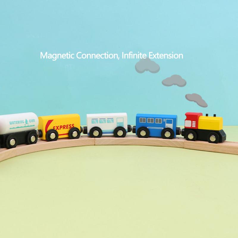 Hot Train Kit Magnetic Toy Car Childrens Track Accessories Manual Sliding Puzzle Wooden Compatible With Various Track Gift W10