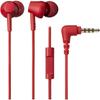 Audio-Technica ATH-CK350XiS RD Wired In-Ear Headphones with Remote Control and Microphone, Made with Recycled Plastic, Antibacterial, Compact, Red