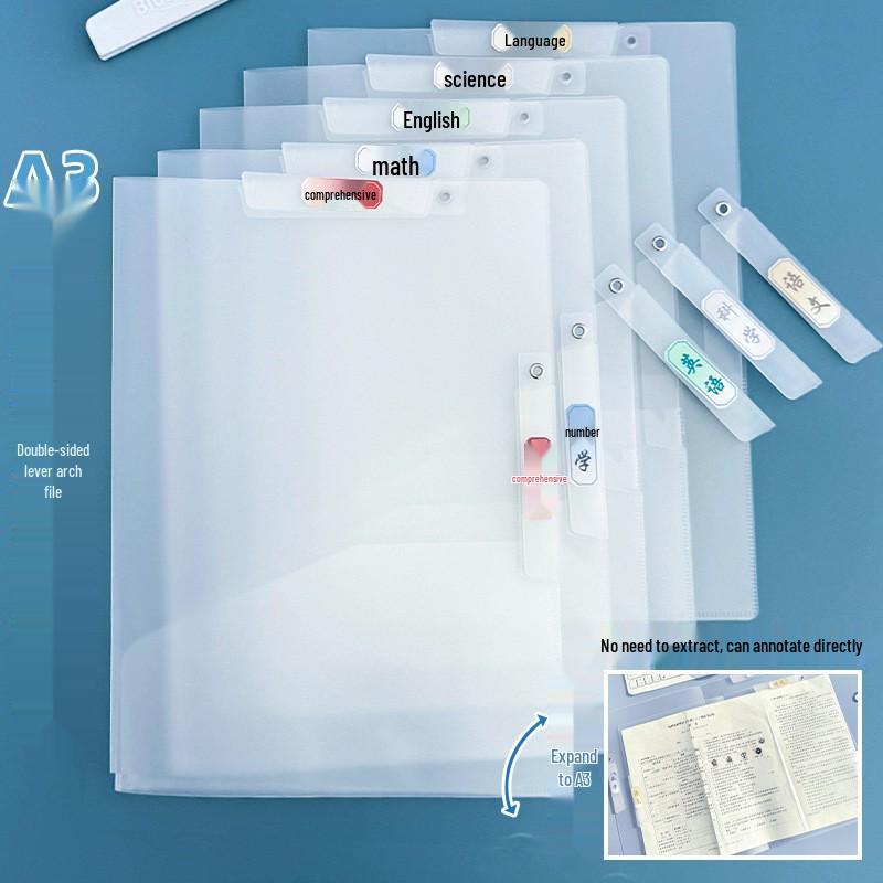 Thickened Double Rod Test Paper Organizer - Large Capacity File Bag with Pull Rod for Student Swivel Folders