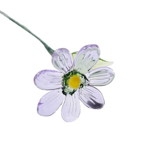 Floare de sticlă lucrată manual cu tulpină de sârmă, glazură colorată suflată manual, mini figurine florale, decorațiune, ornament pentru vază de flori de masă pentru casă, sufragerie, birou