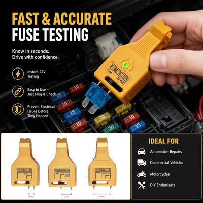 Testeur de fusible de voiture/Extracteur de détection de fusible/Testeur de continuité de fusible/Outil de démontage inspecteur de voiture DC24 universel