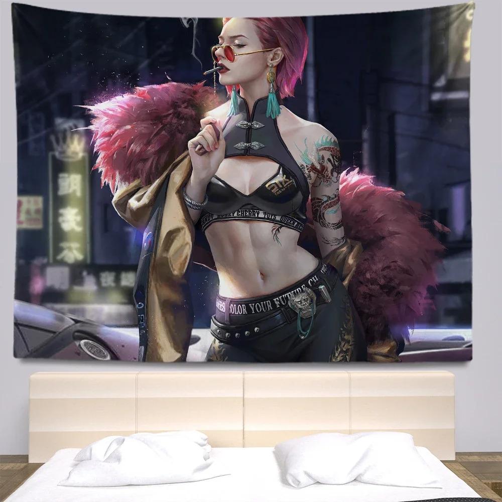 Киберпанк аниме декоративный гобелен домашний декор стены офис гостиная гобелен 100x75cm — фото 8