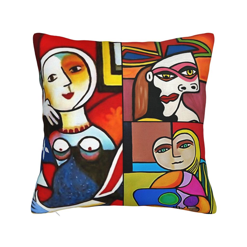 Picasso Funky Abstract Mona Lisa Woman Art Face Throw Pillow Cover Polyester Throw Pillow Cushion Covers