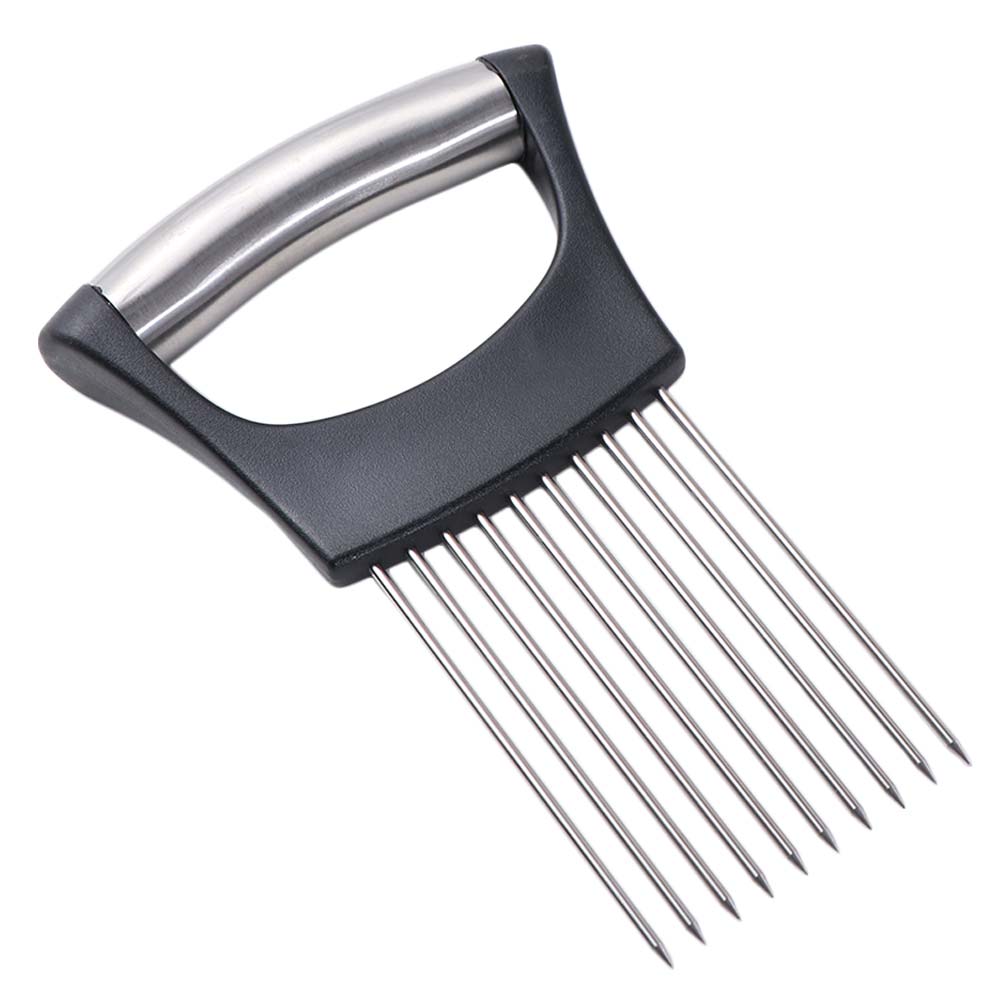 Black Onion Cutter Holder Stainless Steel Vegetables Cutting Fork  Fruit Slicing