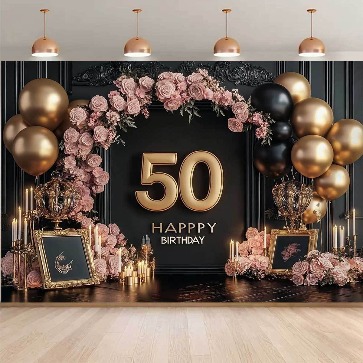 Eleganta 50. dzimšanas dienas ballītes fona