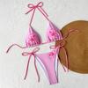 2 Stück/Set Damen Bikini Set Verstellbarer Neckholder Bikini BH Schleife Badehose Set Sommerurlaub Party Badebekleidung