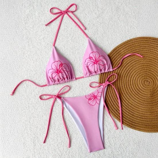 2 Stück/Set Damen Bikini Set Verstellbarer Neckholder Bikini BH Schleife Badehose Set Sommerurlaub Party Badebekleidung