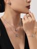 European & American Light Luxury Clover Jewelry Set: Stainless Steel, Zirconia-Embedded, Versatile Necklace, Bracelet, Ring & Earrings for Women.
