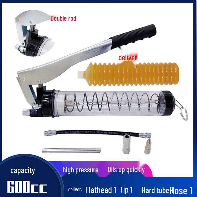Caterpillar Transparent Grease Gun - High Pressure Manual Injector with Zipper Cartridge, Single/Double Pressure Rod.