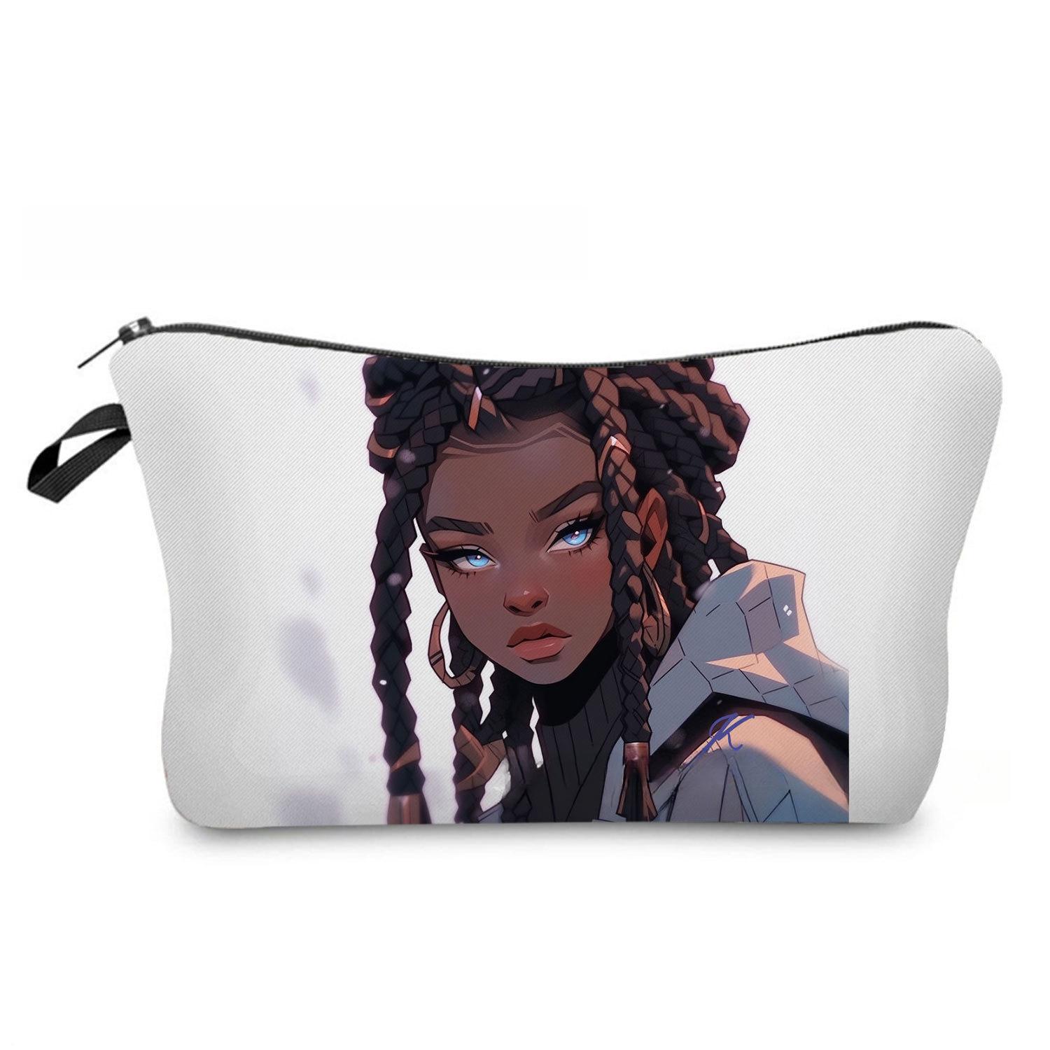 

Women Black girl Print Cosmetic Bag Toiletries Organize Travel Storage Case 6857