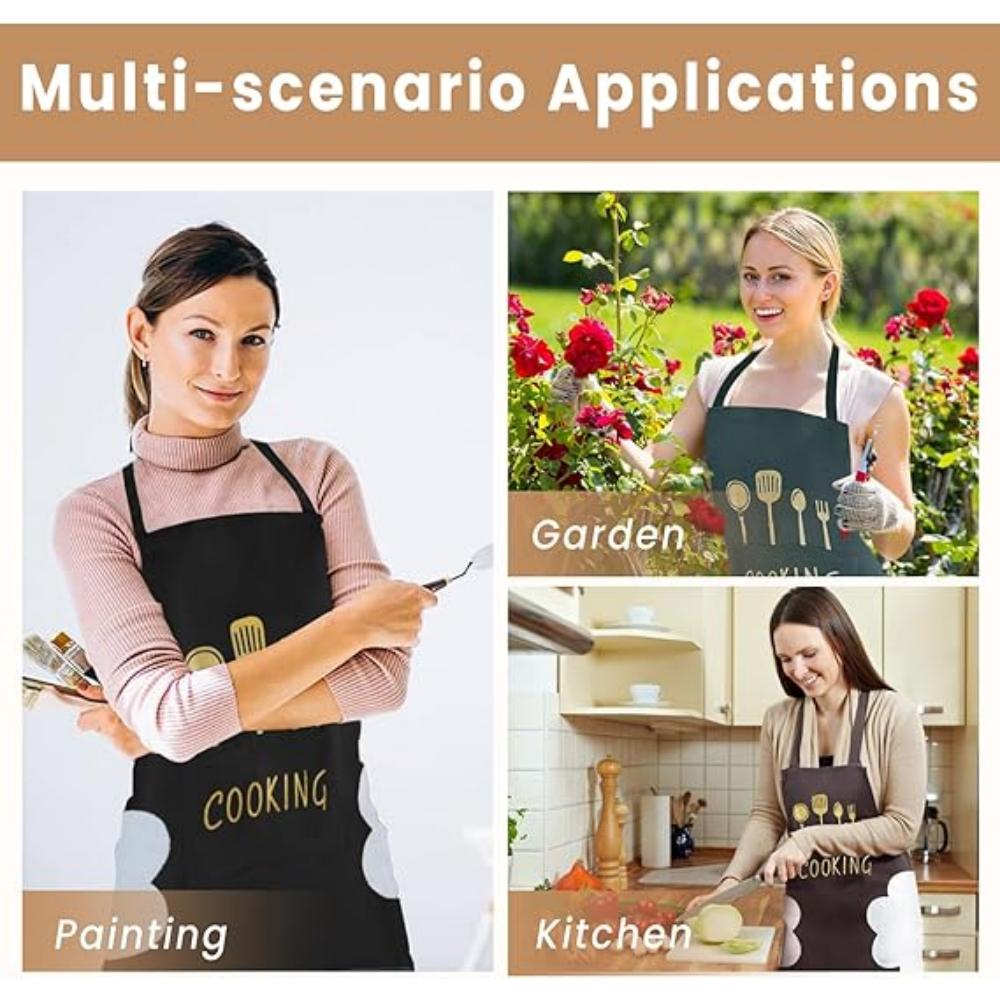1pc Stylish Polyester Apron with "COOKING" Print - Thick Waist Design, Durable & Easy-Clean, Perfect for Home Kitchen Wear, Cook