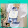 Cartoon Bunny Checkered Pattern Girl Mini Backpack With Nylon Material For Casual Day Use