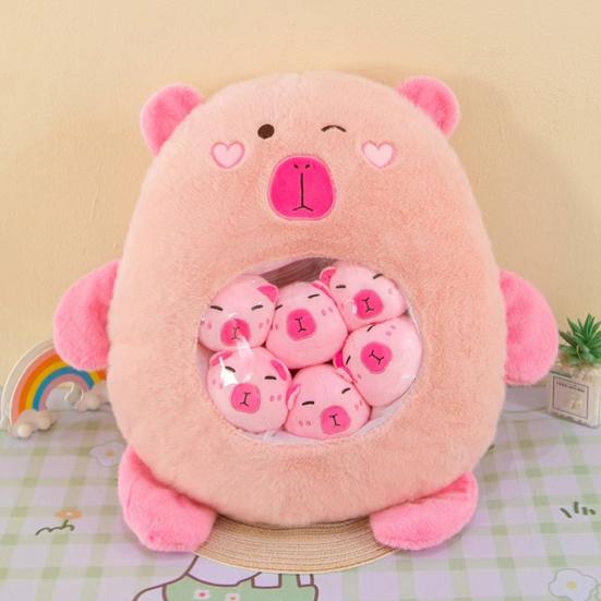 Capybara Plush Snack Bag Zipper Design Toy with 46087 Soft Stuffed Pad with Mini Capybara Dolls