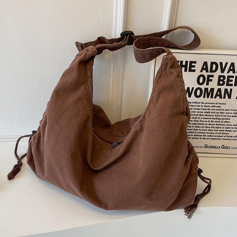 Canvas Bags  Large Capacity  New Style for Girls  Solid Color Dumpling Bags  One Shoulder Crossbody Bags