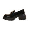 Thick-soled Middle Heel College Style Small Leather Shoes Women's Pair C Buckle Single Shoes Round Head
