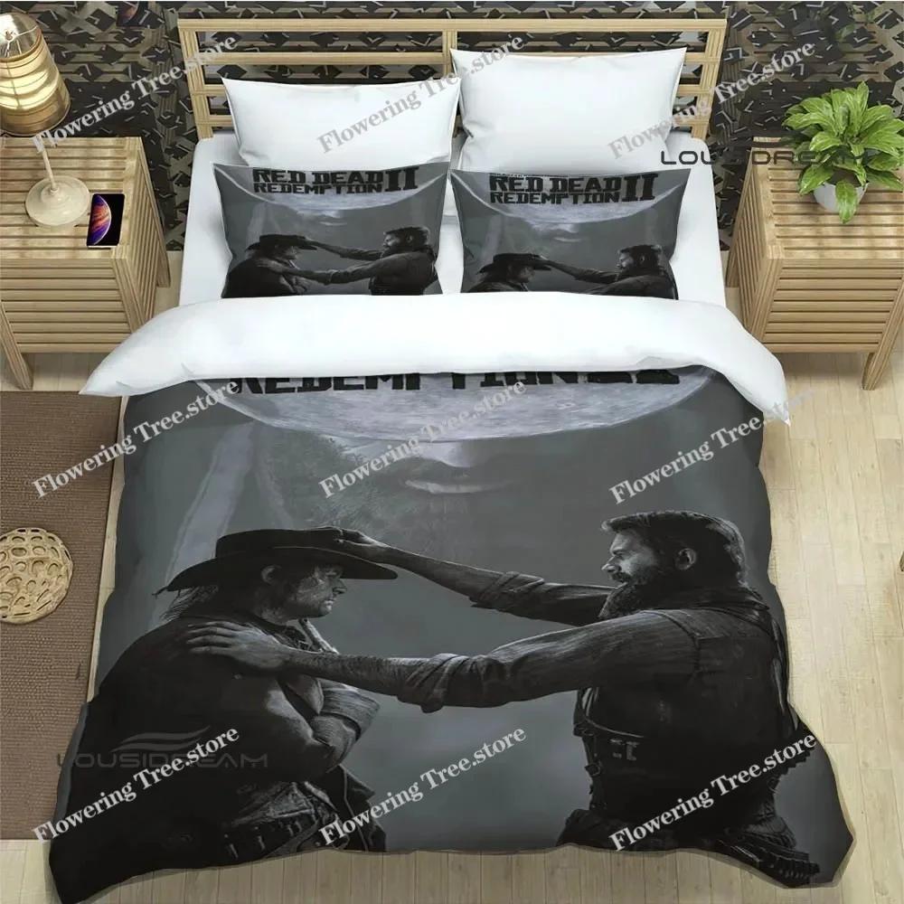 Red Dead Redemption 2 Print Bedding Sets Exquisite Supplies Set Duvet Cover Bed Comforter Set Bedding Set Luxury Birthday Gift