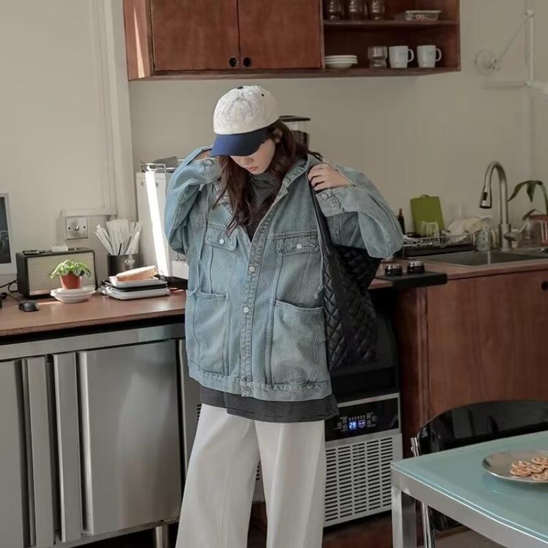 New Style Hong Kong Fashion Denim Jacket Loose Fit Casual Trendy Top Korean Version Couple Versatile Hooded Jacket For Women 2025 Spring Autumn