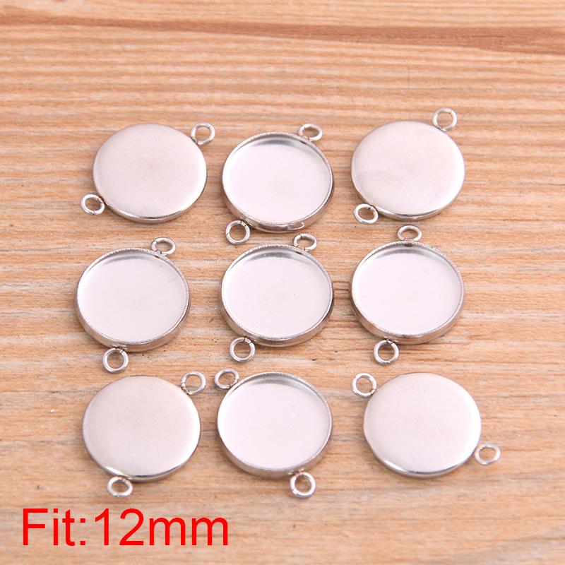 10-30mm Stainless Steel Round/Rectangular Gem Base Tray Pendant Connector