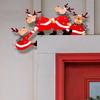 2pcs Santa Door Corner Decor Christmas Cartoon Door Frame Decor Snowman Reindeer Wooden Pendant Party House Decor
