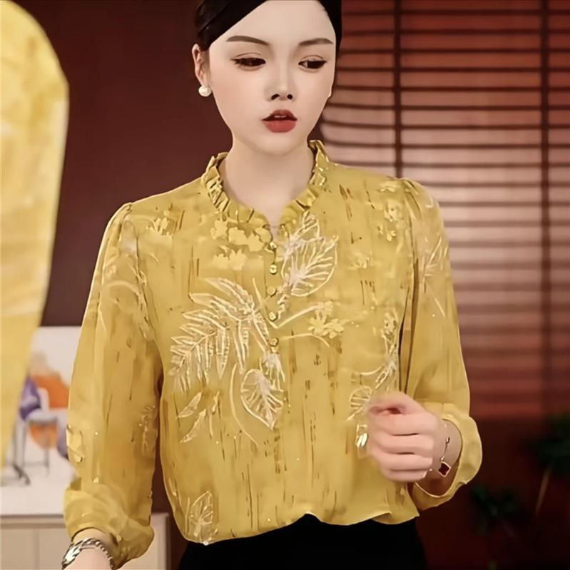 Chiffon Seven-Sleeve Summer 2026 Top for Middle-Aged & Elderly Women - Breathable, Fashionable Mother's Wear