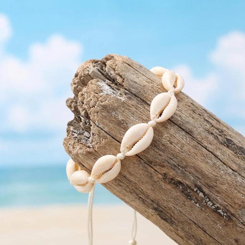 Handgefertigte verstellbare Muschelarmbänder für Damen, Vintage gewebter Sommer-Strandschmuck, Mode lässiges böhmisches Armband Geschenke