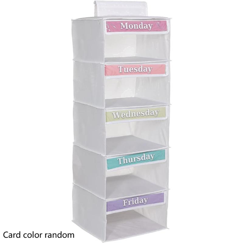 

5-полочный еженедельный органайзер для одежды Детская ежедневная полка Подвесной органайзер для шкафа Дни недели Подвесные полки для хранения для детей