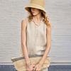 Old Money Style Linen Vest V-neck Shirt Women, Summer Versatile Commuting Cool Sleeveless Top