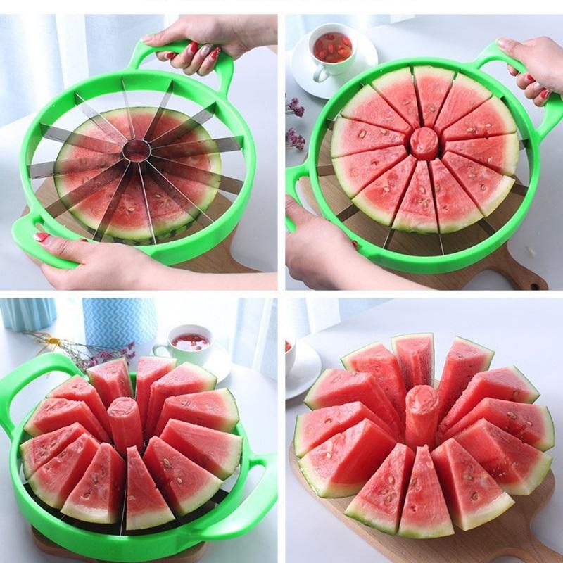 Stainless Steel Watermelon Slicer Fruit Divider 2 In 1 Portable Watermelon Dicer Fruit Pulp Digger Double Ended Fruit Fork