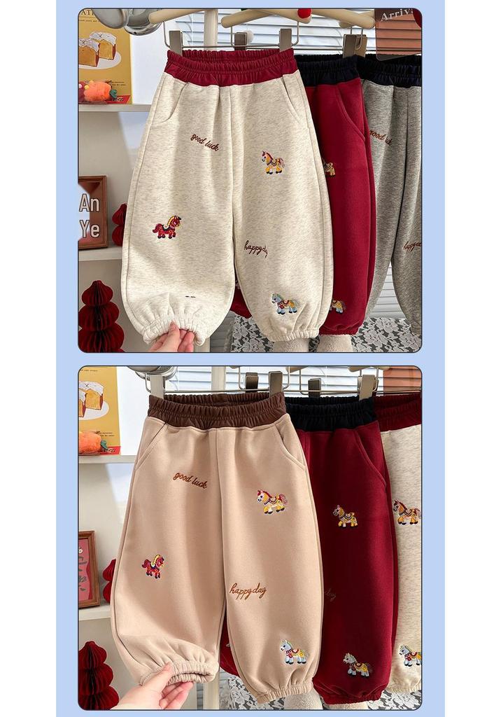 2026 Autumn Unisex Kids Cartoon Embroidered Bermuda Jogger Shorts