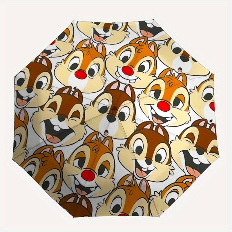 

1pc Chip and Dale Folding Umbrella, Automatic Folding. It Has Eight Sturdy Ribs, Making It Convenient for Outdoor Use yy0729001