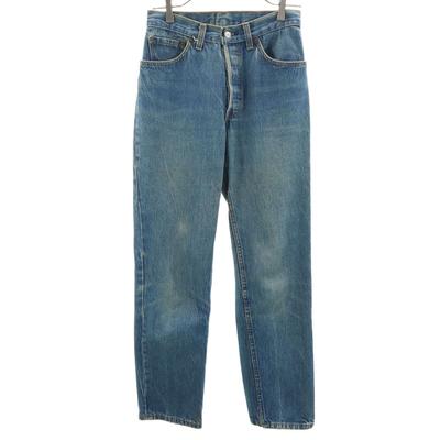 90s Made In USA Old Tapered Denim Pants 9 Blue Jeans Button Fly Women Used