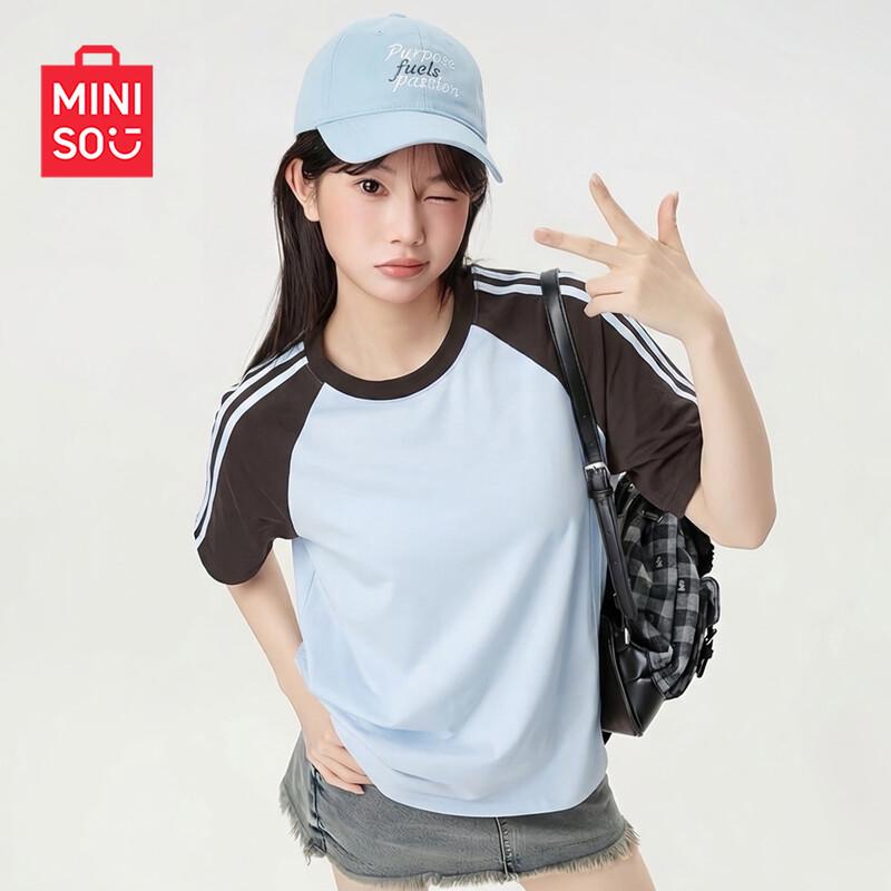 MINISO Women s 2026 Summer Pure Cotton Raglan T-Shirt 2XL