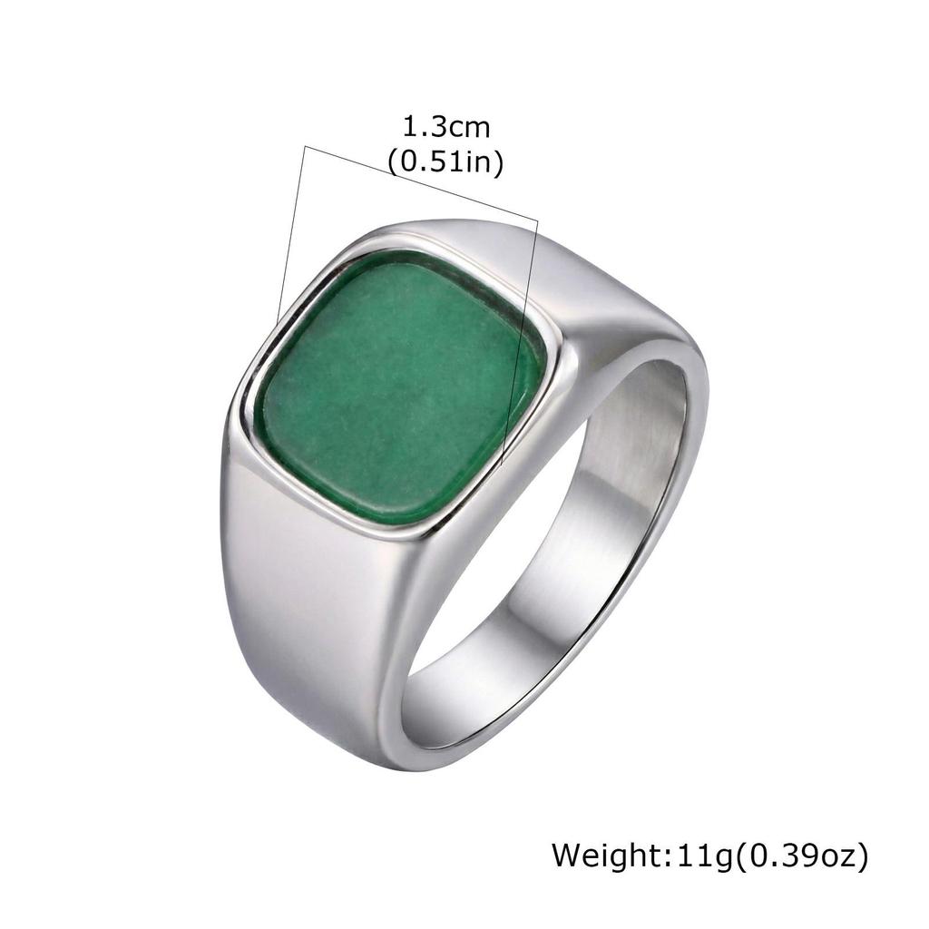 Quadratischer Edelstahlring mit Tigerauge und metallischem Glanz - Trendiges Zeigefinger-Accessoire RC-620