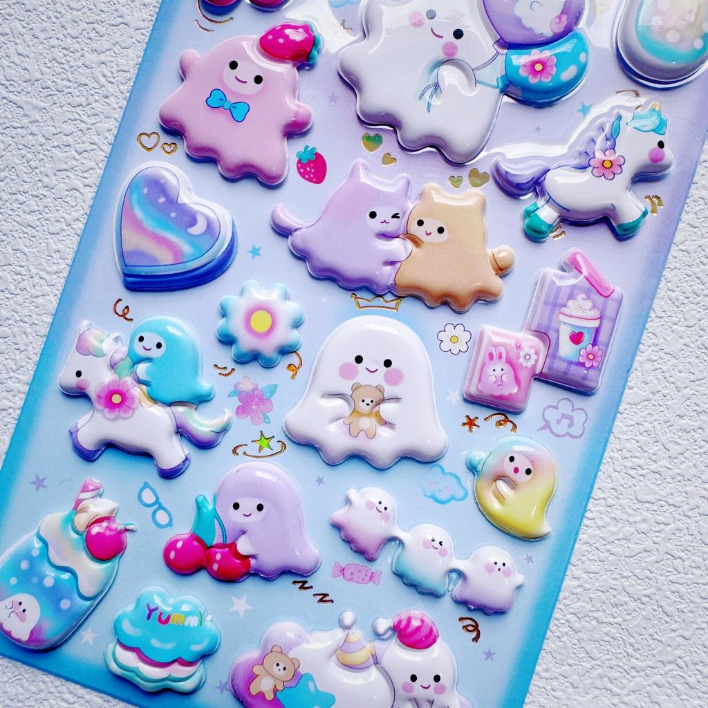 4 pcs New Penguin Ghost Cartoon 3D Foam Stickers Scrapbooking Diy Journal Stationery Sticker Cute Decor School Supplies