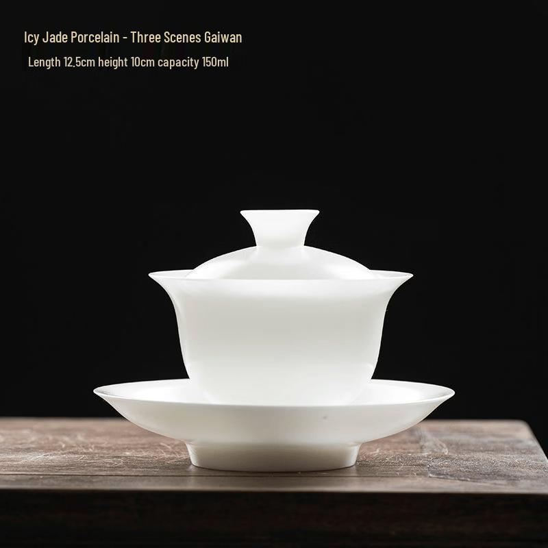 Ice Jade Porcelain Three-View Gaiwan